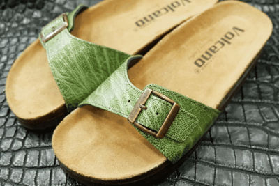 Dép da chân đà điểu Volcano leather